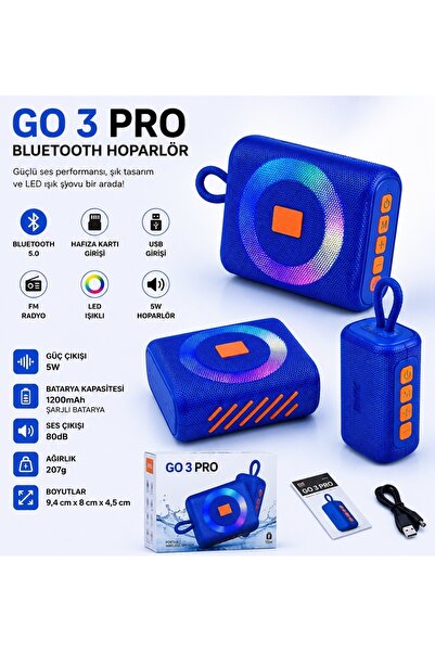 Tastech Go3 Pro 5W Bluetooth Speaker Rgb Led Işıklı Tws Özellikli Fm Radyo Sd...