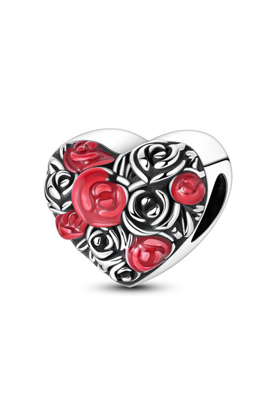Fubena Red Rose Grains Heart Charm