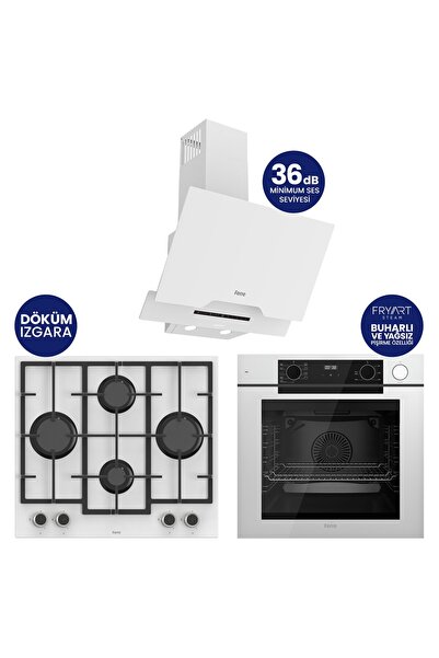 Ferre New Steamart & Fryart Chef Edition Beyaz 3'lü Ankastre Set QEP64CB-LN38...