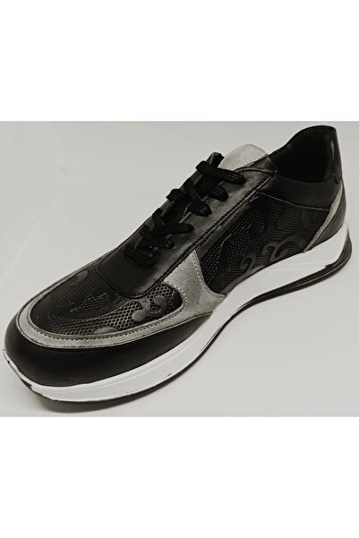 colezium Men's Sports Genuine Leather Shoes Black - White Color