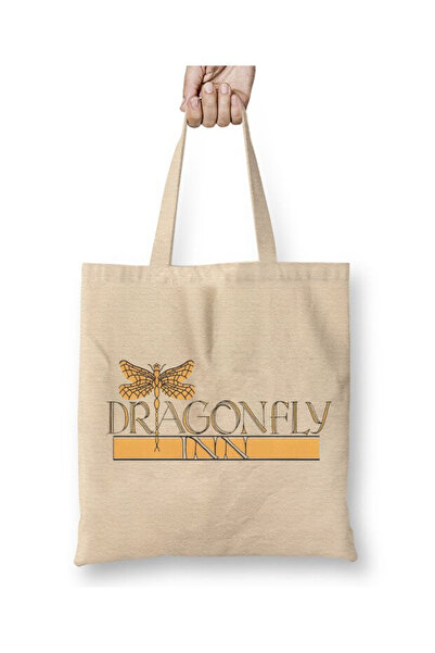 Toyaso Gilmore Girls Dragonfly Inn Λευκή υφασμάτινη τσάντα με μακριά λαβή Τσά...