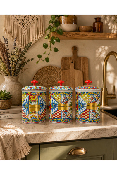 sonnenflügel Sicilia Collection Set of 3 Plastic Storage Jars Coffee Tea Sugar