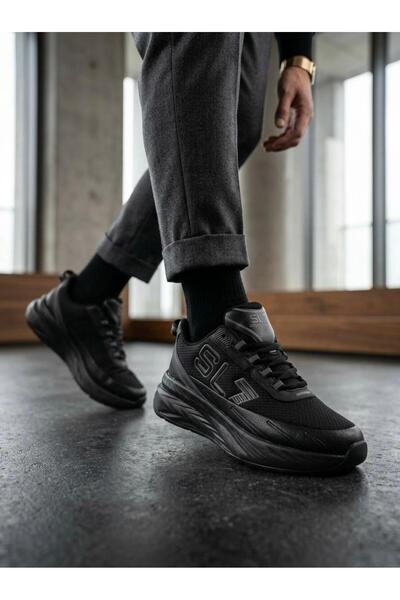 Elvin Shoe Pantofi sport pentru bărbați, negri, aurii, pantofi sport casual 064
