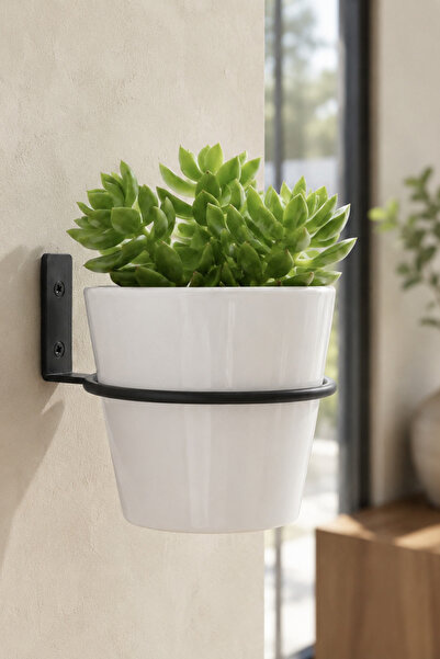 mba decor metal bending art 3’lü Metal Saksı Tutucu Duvara Monte Balkon Saksı Askısı Siyah 20 cm