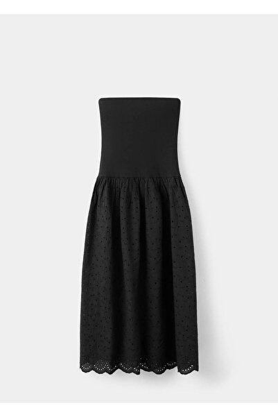 MANGO Woman Embroidered cutwork bandeau dress