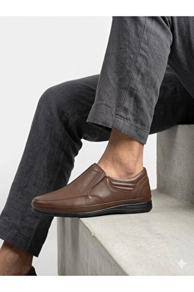 Voyager Men's Brown Genuine Leather Orthopedic Sole Seasonal Dad Shoes