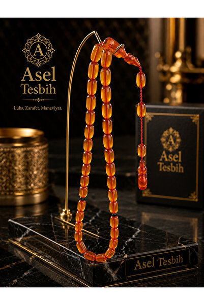 Asel Sıkma Kehribar Tesbih | Kapsül Kesim | Sıralı Sistem Püskül | Usta İşçil...