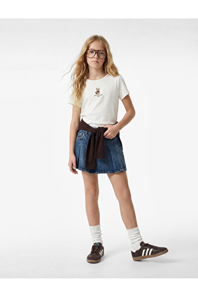 Koton Tricou cu mânecă scurtă, cu decolteu rotund, cu broderie de câine din b...