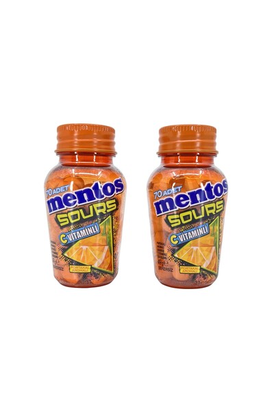 Mentos Sours Şekersiz Tatlandırıcılı C Vitaminli Portakal Aromalı Tablet Şeke...