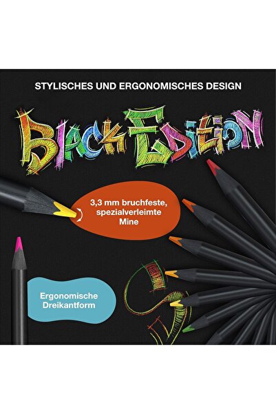 Generic Faber-Castell Black Edition Coloring Pencils, 12 Colors, Black Wood a...