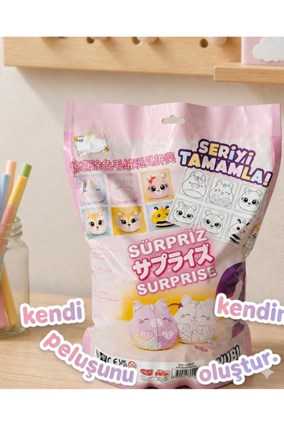feys shop Nubi Surprise Kendin Boya Peluş Figür Seti - Sürpriz Peluş Boyama Seti