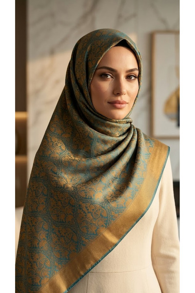 Dervişan İpekçilik %100 Saf İpek Çift Taraflı Eşarp 95x95 cm Kaymaz Tok Duruş...