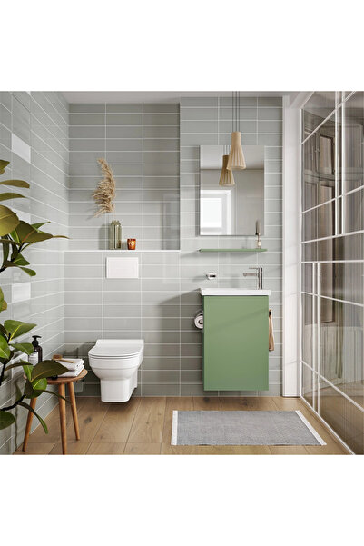 KALE Minimalist 50 Cm Yeşil Banyo Dolabı Takımı
