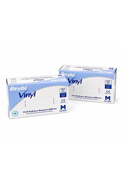 Beybi Vinil Pudrasız M Beden Muayene Eldiveni (2 Adet)