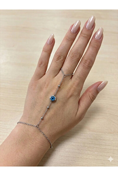 EASERA TİCARET Steel Shahmaran with Evil Eye Bead Detail