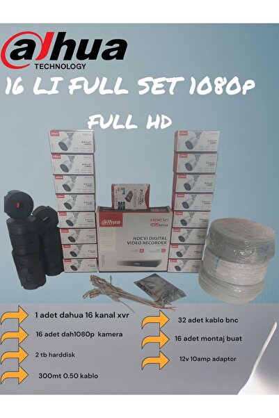 DAHUA 16 lı kamera set full içerik