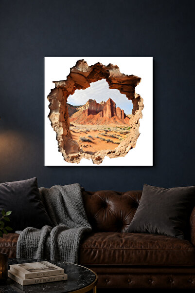 Lucena Pictură decorativă 3D pe pereți cu peisaj natural și depește de stâncă...
