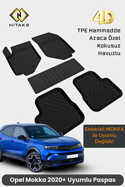 Hitaks Opel Mokka Paspas 2021 2026 Arası Uyumlu 4D Havuzlu Paspass - (Elektri...