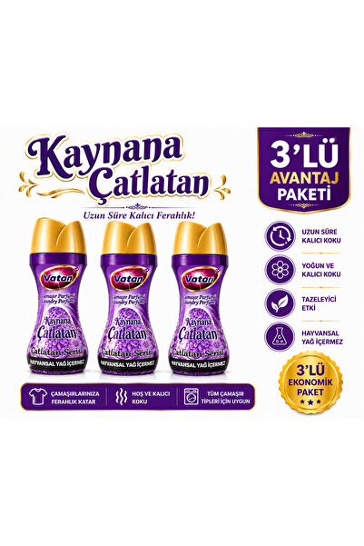Vatan Kaynana Çatlatan Çamaşır Parfümü 3’lü Avantaj Paketi Uzun Süre Kalıcı K...