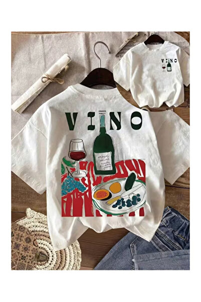 Massgai Unisex VINO dizajn, štampana oversize majica od 100% pamuka