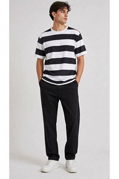 Asmedo Men's Striped Oversize T-Shirt Crew Neck Short Sleeve Summer T-Shirt -...