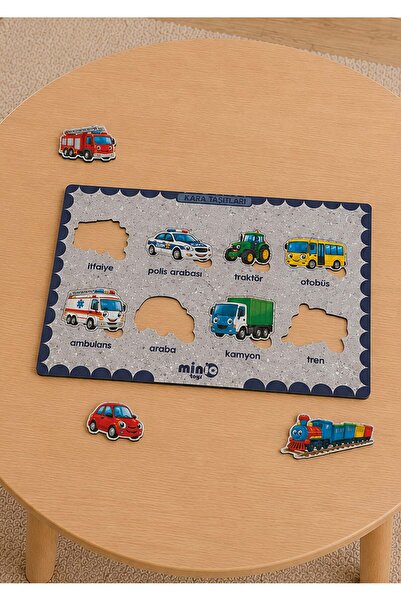 minİQ toys Wooden Turkish Land Vehicles Educational-Learning Puzzle