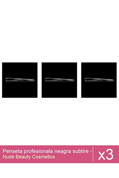 Makeup Set 3x Penseta profesionala neagra subtire - One Group