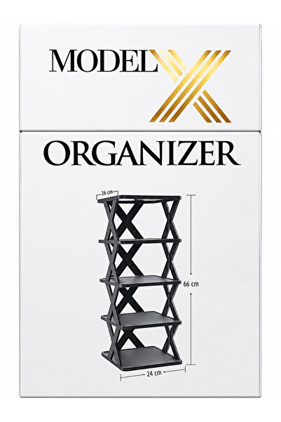 miras home 5 Katlı Dekoratif X Model Organizer, Düzenleyici Raf, Ayakkabı Düz...