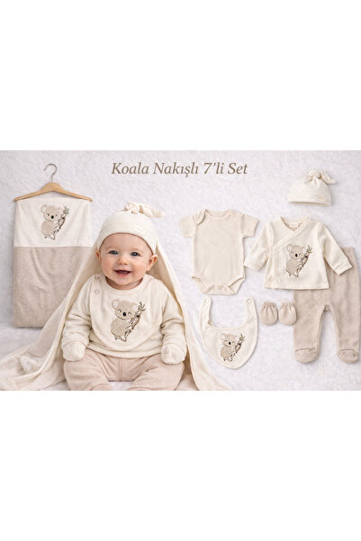 PofudukButik Pofuduk Butik %100 Pamuklu Koala Nakışlı 7'li Yenidoğan Hastane ...