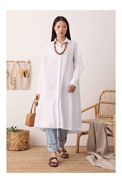 LC Waikiki Nevavm Skirt Hem Balloon Shirt White