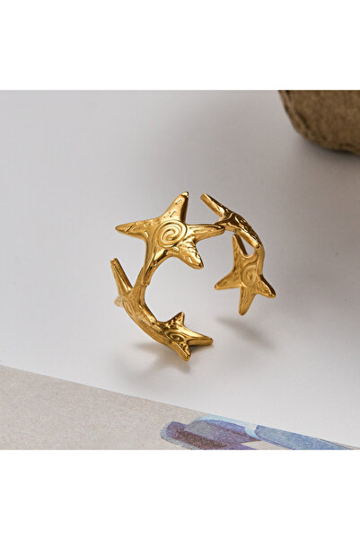 Choice ZC6018-1 resizable Vintage and Trendy Gold Color Starfish Spliced Open...