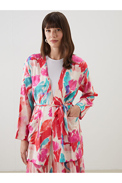 LC Waikiki Nevavm Shawl Collar Patterned Oversize Women's Kimono with a Diffe...