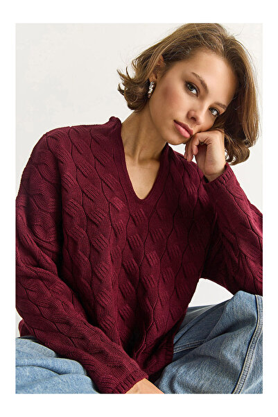 LC Waikiki Nevavm Farkıyla Women's Oval Collar Hair Knit Oversize Knitwear Sw...