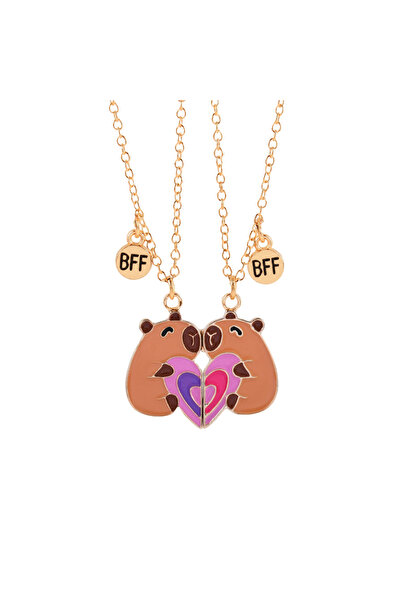 Choice1 heart 2Pcs/set Cute Kapibala Heart-shaped Stitching Best Friend Neckl...