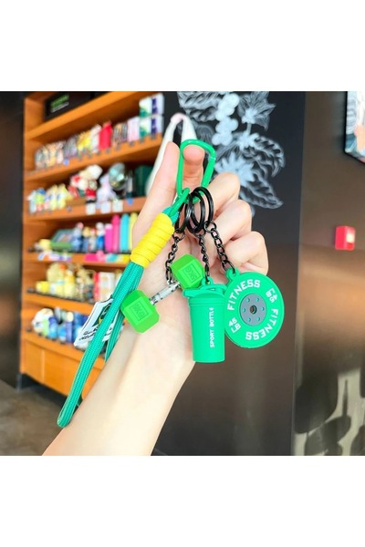Choice3 Green Fitness Series Detachable Barbell Plates Keychain with Simulati...