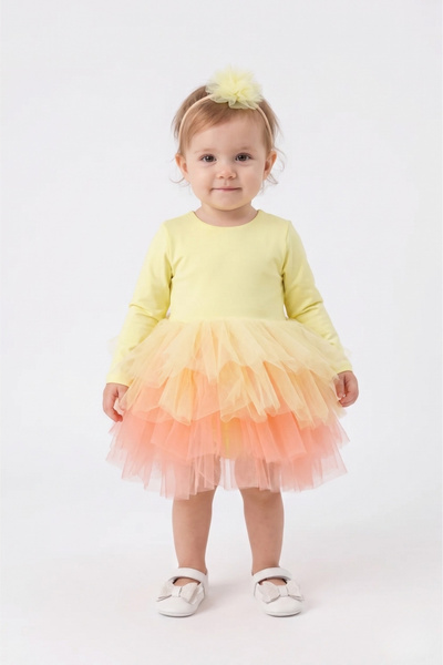 Le Mabelle Baby Girl Ballerina Dress with Yellow Tutu Skirt - Miranda