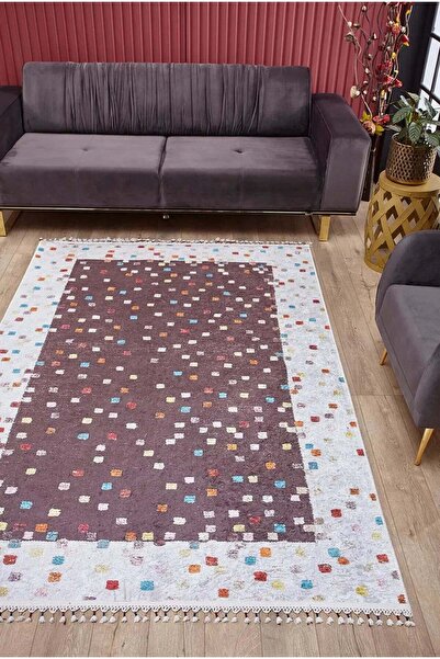 halinet Halı.Net White Modern Washable Non-Slip Living Room Carpet Haln-Hln5009