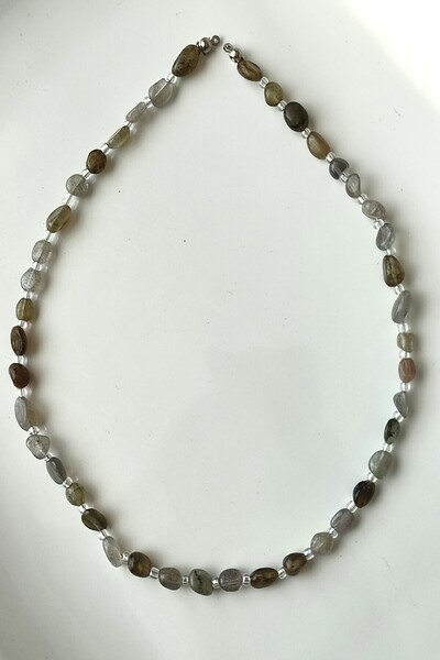 c-bhadu naturel Certified Amorphous Labradorite Natural Stone Necklace