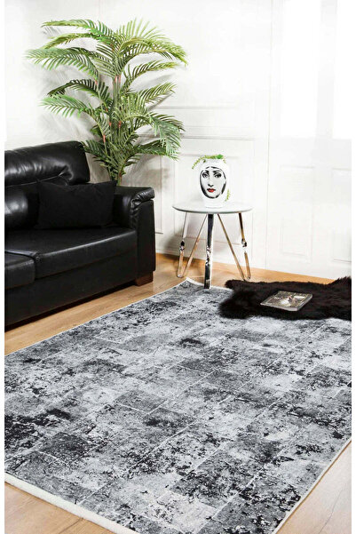 halinet Halı.Net Anthracite Modern Washable Non-Slip Living Room Carpet Haln-...