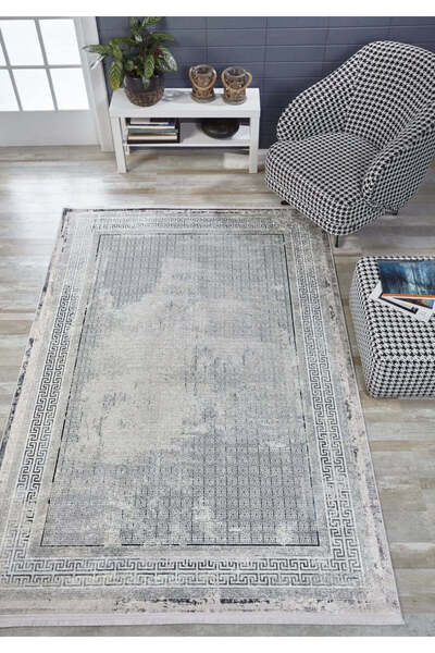 halinet Halı.Net Anthracite Modern Washable Non-Slip Living Room Carpet Haln-...