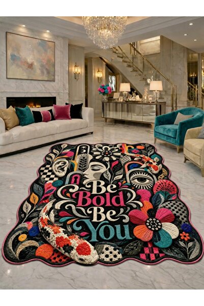 Rugs Modern Halı SDT Be Bold Be You Yazılı Sürrealist Sanat Dokuma Taban Deko...
