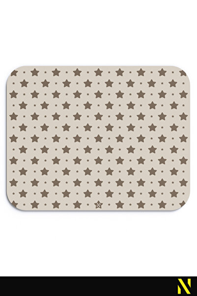 nilizma Bej Yıldız Desenli Ergonomik Mouse Pad Kaymaz Taban Ev ve Ofis Kullan...