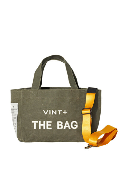 vintplus FERMUARLI MUMLU KANVAS TOTE ÇANTA - KÜÇÜK - HAKİ RENGİ