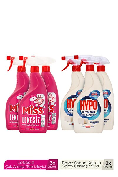 Miss LEKESİZ LEKE ÇIKARICI 750MLX3 + KÖPÜK ÇAMAŞIR SUYU BEYAZ SABUN KOKULU 75...