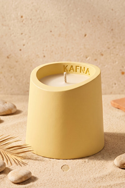 KAFNA Beyaz Sabun Kokulu | Dekoratif Beton Mum - %100 Soya Wax | Sarı