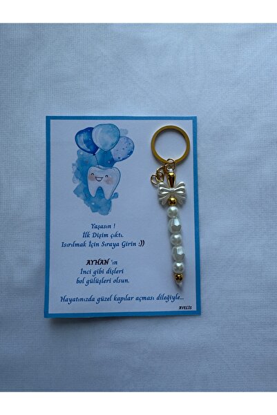 İ&DBABY 24 adet Erkek Bebek Diş Buğdayı Diş ve Balon Temalı Hediyelik Anahtarlık