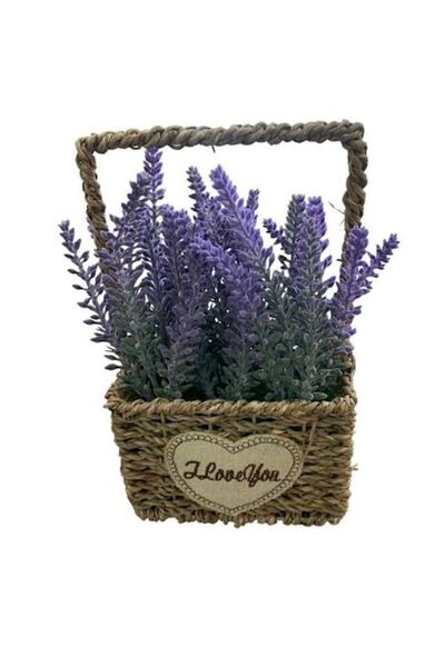 OEM Flori artificiale în coș împletit, Lavandă, 21x12x8 cm