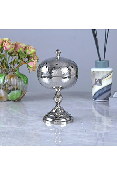Al Hadaya Mall Elegant and Luxurious Design Steel Incense Burner - Silver - 1...