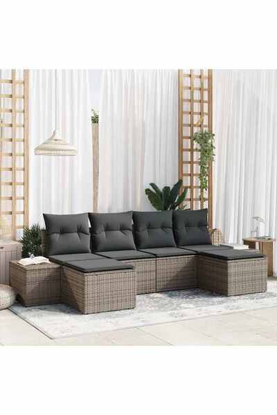 vidaxl Set de canapele pentru gradina cu perna 4 pcs Gri poliratan