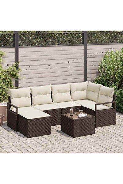 vidaxl Set de canapea 7 pcs Maro poliratan